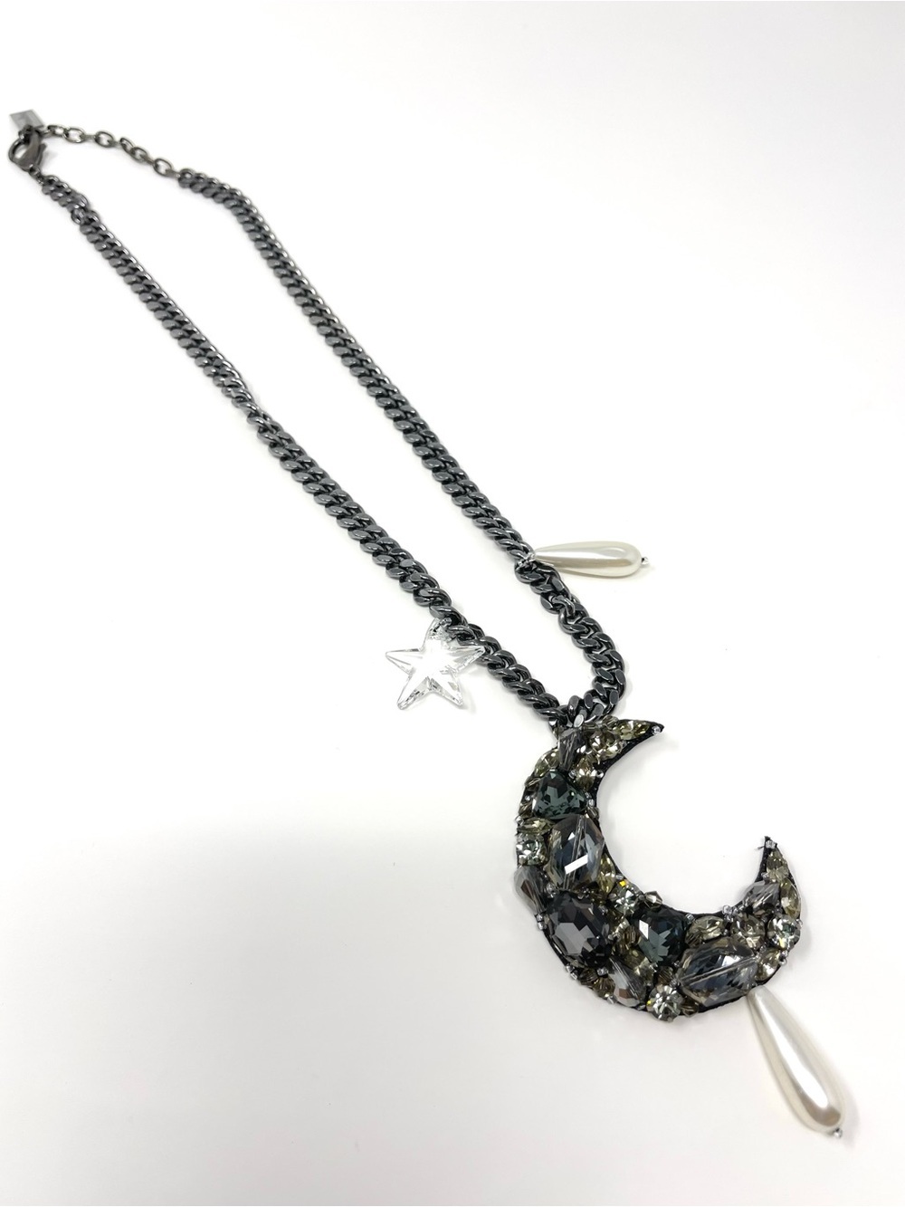 New Anthropologie x Madiso Crescent Moon Crystal Pearl Handmade Necklace